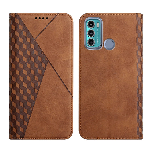 For Motorola Moto G60 /G40 Diamond Pattern Splicing Skin Feel Magnetic Horizontal Flip Leather Case with Card Slots & Holder & Wallet(Brown) by buy2fix
