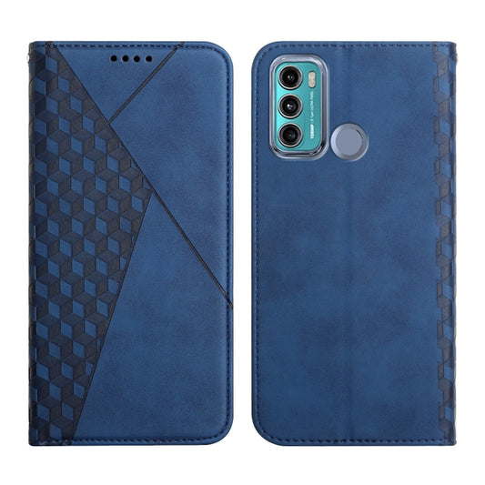 For Motorola Moto G60 /G40 Diamond Pattern Splicing Skin Feel Magnetic Horizontal Flip Leather Case with Card Slots & Holder & Wallet(Blue) by buy2fix