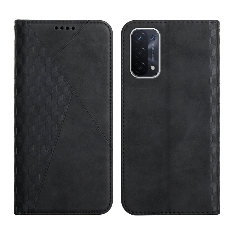 For OPPO A74 5G / A93 5G / A54 5G Diamond Pattern Splicing Skin Feel Magnetic Horizontal Flip Leather Case with Card Slots & Holder & Wallet(Black) by buy2fix