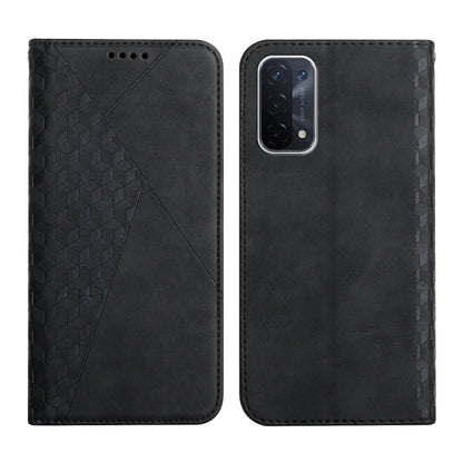 For OPPO A74 5G / A93 5G / A54 5G Diamond Pattern Splicing Skin Feel Magnetic Horizontal Flip Leather Case with Card Slots & Holder & Wallet(Black) by buy2fix