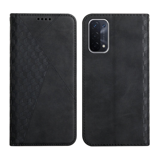 For OPPO A74 5G / A93 5G / A54 5G Diamond Pattern Splicing Skin Feel Magnetic Horizontal Flip Leather Case with Card Slots & Holder & Wallet(Black) by buy2fix