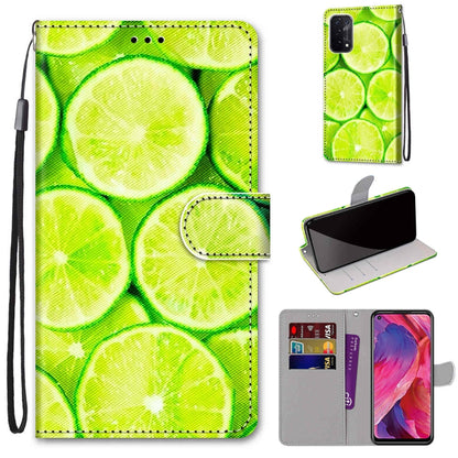 For OPPO A93 5G / A93s 5G / A54 5G / A74 5G Coloured Drawing Cross Texture Horizontal Flip PU Leather Case with Holder & Card Slots & Wallet & Lanyard(Green Lemon) by buy2fix