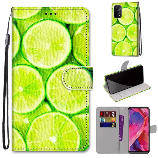 For OPPO A93 5G / A93s 5G / A54 5G / A74 5G Coloured Drawing Cross Texture Horizontal Flip PU Leather Case with Holder & Card Slots & Wallet & Lanyard(Green Lemon) by buy2fix