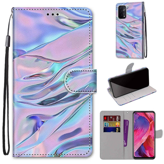 For OPPO A93 5G / A93s 5G / A54 5G / A74 5G Coloured Drawing Cross Texture Horizontal Flip PU Leather Case with Holder & Card Slots & Wallet & Lanyard(Fluorescent Water Texture) by buy2fix