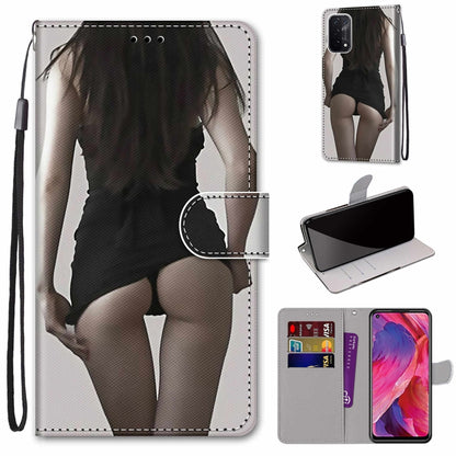 For OPPO A93 5G / A93s 5G / A54 5G / A74 5G Coloured Drawing Cross Texture Horizontal Flip PU Leather Case with Holder & Card Slots & Wallet & Lanyard(Upskirt) by buy2fix