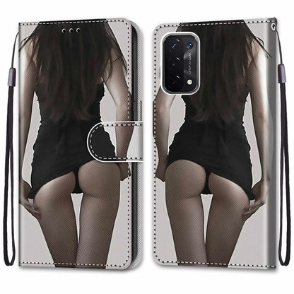 For OPPO A93 5G / A93s 5G / A54 5G / A74 5G Coloured Drawing Cross Texture Horizontal Flip PU Leather Case with Holder & Card Slots & Wallet & Lanyard(Upskirt) by buy2fix