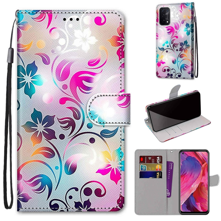 For OPPO A93 5G / A93s 5G / A54 5G / A74 5G Coloured Drawing Cross Texture Horizontal Flip PU Leather Case with Holder & Card Slots & Wallet & Lanyard(Gradient Colorful Flower) by buy2fix