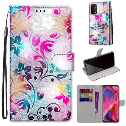 For OPPO A93 5G / A93s 5G / A54 5G / A74 5G Coloured Drawing Cross Texture Horizontal Flip PU Leather Case with Holder & Card Slots & Wallet & Lanyard(Gradient Colorful Flower) by buy2fix