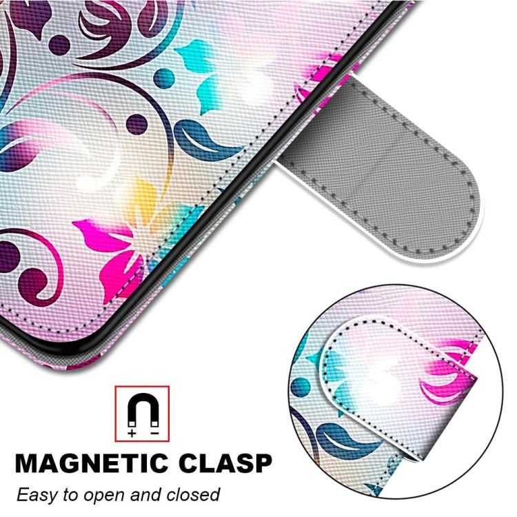 For OPPO A93 5G / A93s 5G / A54 5G / A74 5G Coloured Drawing Cross Texture Horizontal Flip PU Leather Case with Holder & Card Slots & Wallet & Lanyard(Gradient Colorful Flower) by buy2fix
