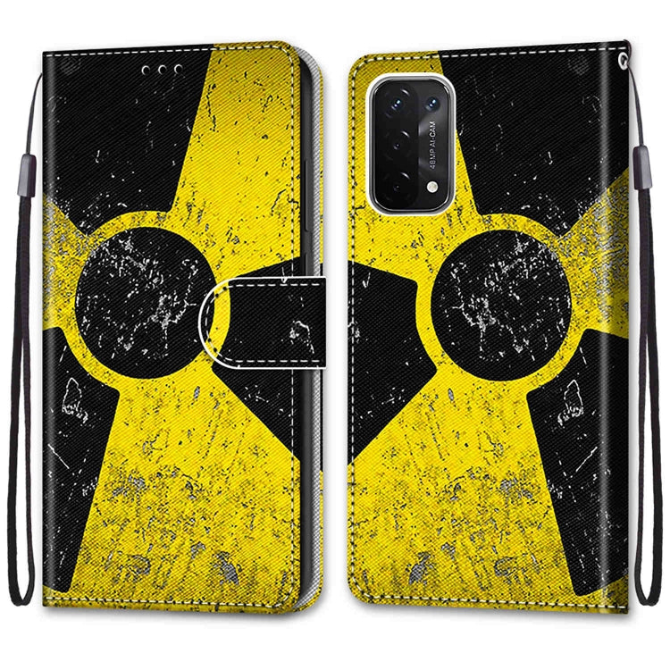For OPPO A93 5G / A93s 5G / A54 5G / A74 5G Coloured Drawing Cross Texture Horizontal Flip PU Leather Case with Holder & Card Slots & Wallet & Lanyard(Yellow Black Logo) by buy2fix