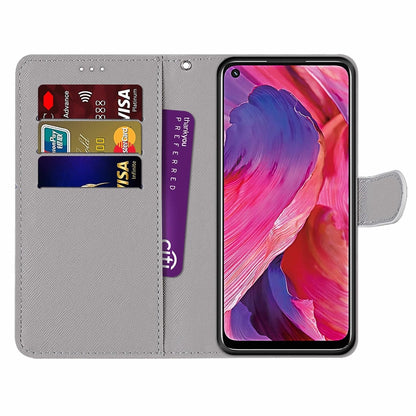 For OPPO A93 5G / A93s 5G / A54 5G / A74 5G Coloured Drawing Cross Texture Horizontal Flip PU Leather Case with Holder & Card Slots & Wallet & Lanyard(Chrysanthemum Pink White Purple) by buy2fix