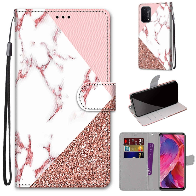 For OPPO A93 5G / A93s 5G / A54 5G / A74 5G Coloured Drawing Cross Texture Horizontal Flip PU Leather Case with Holder & Card Slots & Wallet & Lanyard(Pink Stone Texture) by buy2fix