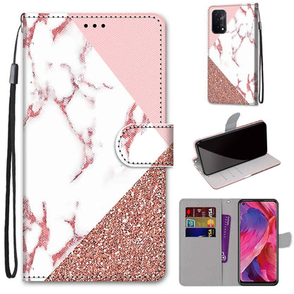 For OPPO A93 5G / A93s 5G / A54 5G / A74 5G Coloured Drawing Cross Texture Horizontal Flip PU Leather Case with Holder & Card Slots & Wallet & Lanyard(Pink Stone Texture) by buy2fix
