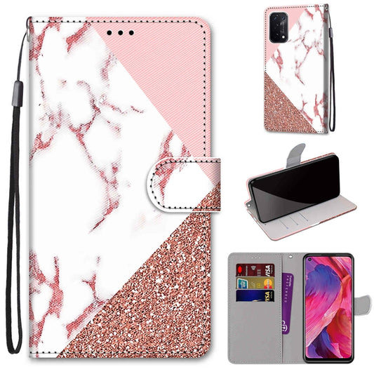 For OPPO A93 5G / A93s 5G / A54 5G / A74 5G Coloured Drawing Cross Texture Horizontal Flip PU Leather Case with Holder & Card Slots & Wallet & Lanyard(Pink Stone Texture) by buy2fix