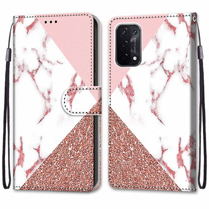 For OPPO A93 5G / A93s 5G / A54 5G / A74 5G Coloured Drawing Cross Texture Horizontal Flip PU Leather Case with Holder & Card Slots & Wallet & Lanyard(Pink Stone Texture) by buy2fix