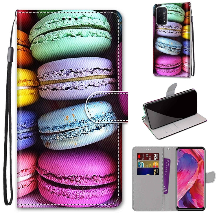 For OPPO A93 5G / A93s 5G / A54 5G / A74 5G Coloured Drawing Cross Texture Horizontal Flip PU Leather Case with Holder & Card Slots & Wallet & Lanyard(Colorful Cakes) by buy2fix