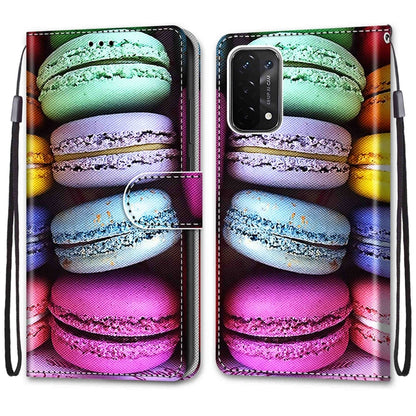 For OPPO A93 5G / A93s 5G / A54 5G / A74 5G Coloured Drawing Cross Texture Horizontal Flip PU Leather Case with Holder & Card Slots & Wallet & Lanyard(Colorful Cakes) by buy2fix