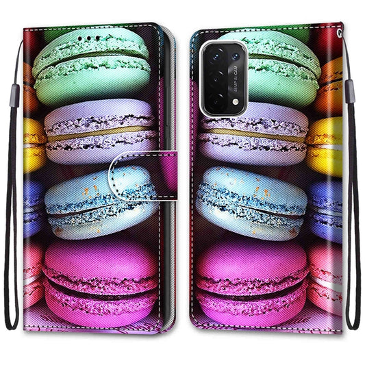 For OPPO A93 5G / A93s 5G / A54 5G / A74 5G Coloured Drawing Cross Texture Horizontal Flip PU Leather Case with Holder & Card Slots & Wallet & Lanyard(Colorful Cakes) by buy2fix