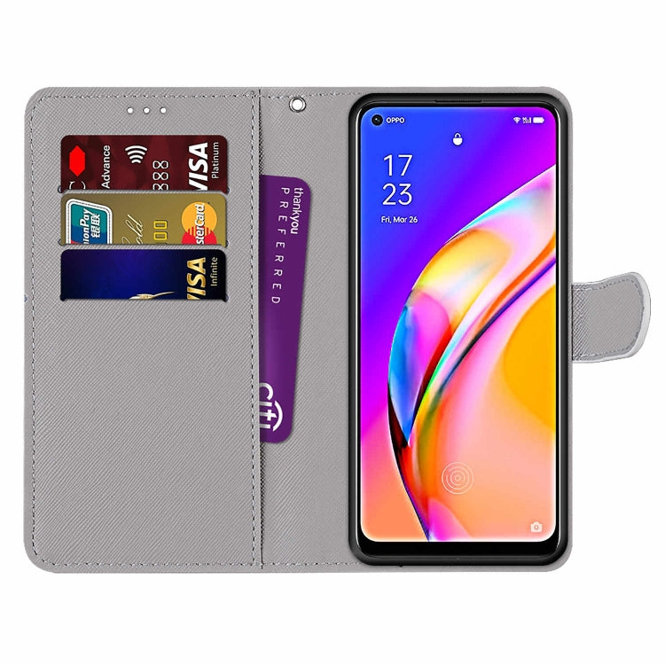 For OPPO A94 5G / A95 5G / F19 Pro+ 5G Coloured Drawing Cross Texture Horizontal Flip PU Leather Case with Holder & Card Slots & Wallet & Lanyard(Pink Stone Texture) by buy2fix
