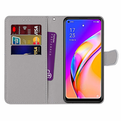 For OPPO A94 5G / A95 5G / F19 Pro+ 5G Coloured Drawing Cross Texture Horizontal Flip PU Leather Case with Holder & Card Slots & Wallet & Lanyard(Pink Stone Texture) by buy2fix
