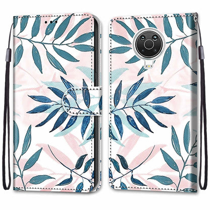 For Nokia G20 / G10 / 6.3 Coloured Drawing Cross Texture Horizontal Flip PU Leather Case with Holder & Card Slots & Wallet & Lanyard(Pink Green Leaf) by buy2fix