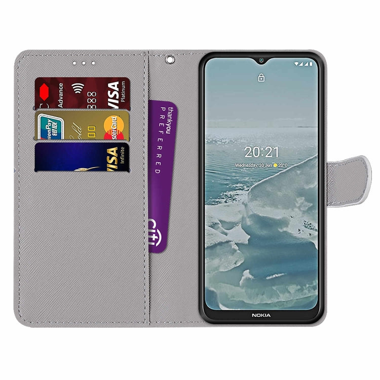 For Nokia G20 / G10 / 6.3 Coloured Drawing Cross Texture Horizontal Flip PU Leather Case with Holder & Card Slots & Wallet & Lanyard(Pink Green Leaf) by buy2fix