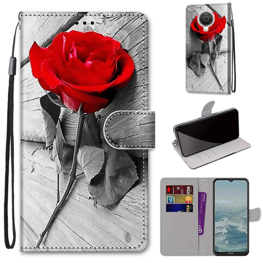 For Nokia G20 / G10 / 6.3 Coloured Drawing Cross Texture Horizontal Flip PU Leather Case with Holder & Card Slots & Wallet & Lanyard(Wood Red Rose) by buy2fix