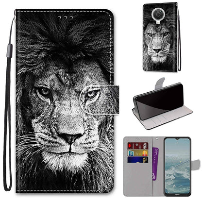 For Nokia G20 / G10 / 6.3 Coloured Drawing Cross Texture Horizontal Flip PU Leather Case with Holder & Card Slots & Wallet & Lanyard(Black White Lion Head) by buy2fix