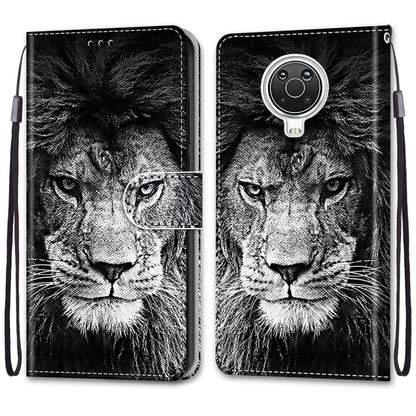 For Nokia G20 / G10 / 6.3 Coloured Drawing Cross Texture Horizontal Flip PU Leather Case with Holder & Card Slots & Wallet & Lanyard(Black White Lion Head) by buy2fix