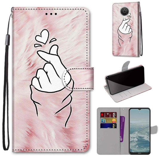For Nokia G20 / G10 / 6.3 Coloured Drawing Cross Texture Horizontal Flip PU Leather Case with Holder & Card Slots & Wallet & Lanyard(Pink Hands Heart) by buy2fix