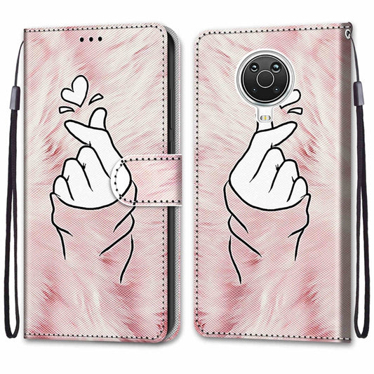 For Nokia G20 / G10 / 6.3 Coloured Drawing Cross Texture Horizontal Flip PU Leather Case with Holder & Card Slots & Wallet & Lanyard(Pink Hands Heart) by buy2fix