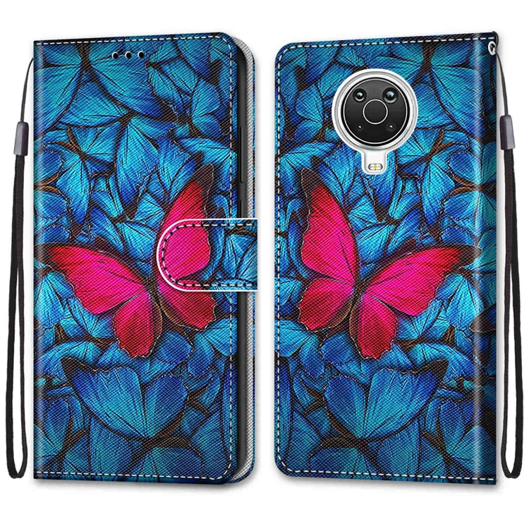 For Nokia G20 / G10 / 6.3 Coloured Drawing Cross Texture Horizontal Flip PU Leather Case with Holder & Card Slots & Wallet & Lanyard(Blue Red Butterfly) by buy2fix