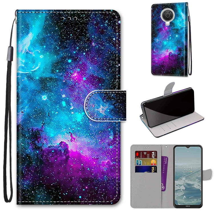 For Nokia G20 / G10 / 6.3 Coloured Drawing Cross Texture Horizontal Flip PU Leather Case with Holder & Card Slots & Wallet & Lanyard(Purple Green Starry Sky) by buy2fix