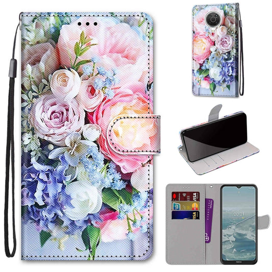 For Nokia G20 / G10 / 6.3 Coloured Drawing Cross Texture Horizontal Flip PU Leather Case with Holder & Card Slots & Wallet & Lanyard(Light Pink Bouquet) by buy2fix