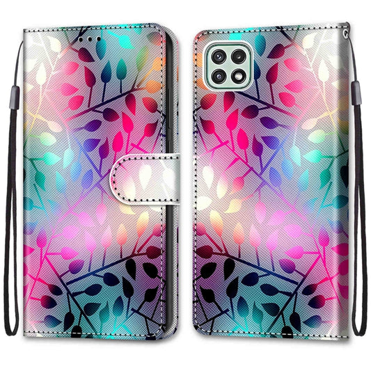 For Samsung Galaxy A22 5G Coloured Drawing Cross Texture Horizontal Flip PU Leather Case with Holder & Card Slots & Wallet & Lanyard(Translucent Glass) by buy2fix