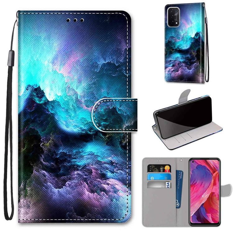 For OPPO A54 5G / A74 5G / A93 5G / A93s 5G Coloured Drawing Cross Texture Horizontal Flip PU Leather Case with Holder & Card Slots & Wallet & Lanyard(Colorful Clouds) by buy2fix