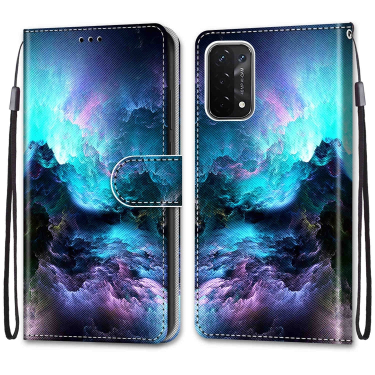 For OPPO A54 5G / A74 5G / A93 5G / A93s 5G Coloured Drawing Cross Texture Horizontal Flip PU Leather Case with Holder & Card Slots & Wallet & Lanyard(Colorful Clouds) by buy2fix