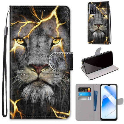 For OPPO A55 5G / A54 4G / A53s 5G / A16 4G Coloured Drawing Cross Texture Horizontal Flip PU Leather Case with Holder & Card Slots & Wallet & Lanyard(Fission Lion) by buy2fix