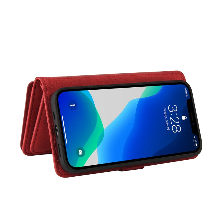 For iPhone 13 Pro Max Skin Feel PU + TPU Horizontal Flip Leather Case with Holder & 15 Cards Slot & Wallet & Zipper Pocket & Lanyard (Red) - iPhone 13 Pro Max Cases by buy2fix | Online Shopping UK | buy2fix