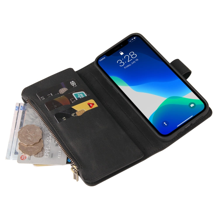 For iPhone 13 Pro Skin Feel PU + TPU Horizontal Flip Leather Case with Holder & 15 Cards Slot & Wallet & Zipper Pocket & Lanyard (Black) - iPhone 13 Pro Cases by buy2fix | Online Shopping UK | buy2fix