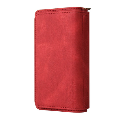 For iPhone 12 / 12 Pro Skin Feel PU + TPU Horizontal Flip Leather Case with Holder & 15 Cards Slot & Wallet & Zipper Pocket & Lanyard(Red) - iPhone 12 / 12 Pro Cases by buy2fix | Online Shopping UK | buy2fix