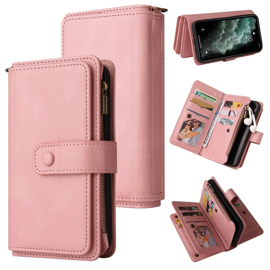 Skin Feel PU + TPU Horizontal Flip Leather Case with Holder & 15 Cards Slot & Wallet & Zipper Pocket & Lanyard For iPhone 11 Pro Max(Pink) - iPhone 11 Pro Max Cases by buy2fix | Online Shopping UK | buy2fix