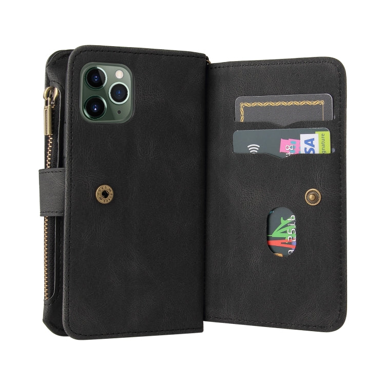 Skin Feel PU + TPU Horizontal Flip Leather Case with Holder & 15 Cards Slot & Wallet & Zipper Pocket & Lanyard For iPhone 11 Pro(Black) - iPhone 11 Pro Cases by buy2fix | Online Shopping UK | buy2fix