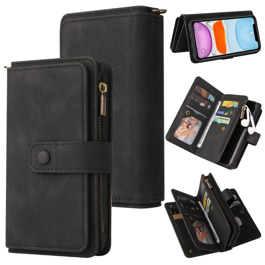 Skin Feel PU + TPU Horizontal Flip Leather Case with Holder & 15 Cards Slot & Wallet & Zipper Pocket & Lanyard For iPhone 11(Black) - iPhone 11 Cases by buy2fix | Online Shopping UK | buy2fix