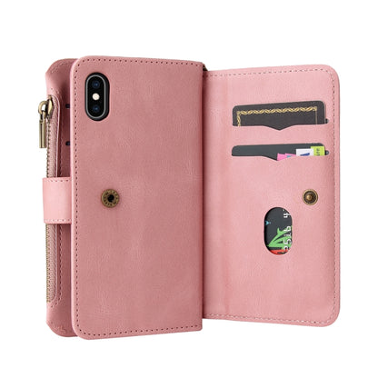 For iPhone XS Max Skin Feel PU + TPU Horizontal Flip Leather Case with Holder & 15 Cards Slot & Wallet & Zipper Pocket & Lanyard(Pink) - More iPhone Cases by buy2fix | Online Shopping UK | buy2fix