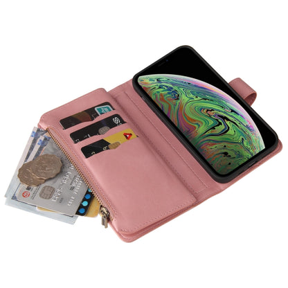 For iPhone XS Max Skin Feel PU + TPU Horizontal Flip Leather Case with Holder & 15 Cards Slot & Wallet & Zipper Pocket & Lanyard(Pink) - More iPhone Cases by buy2fix | Online Shopping UK | buy2fix