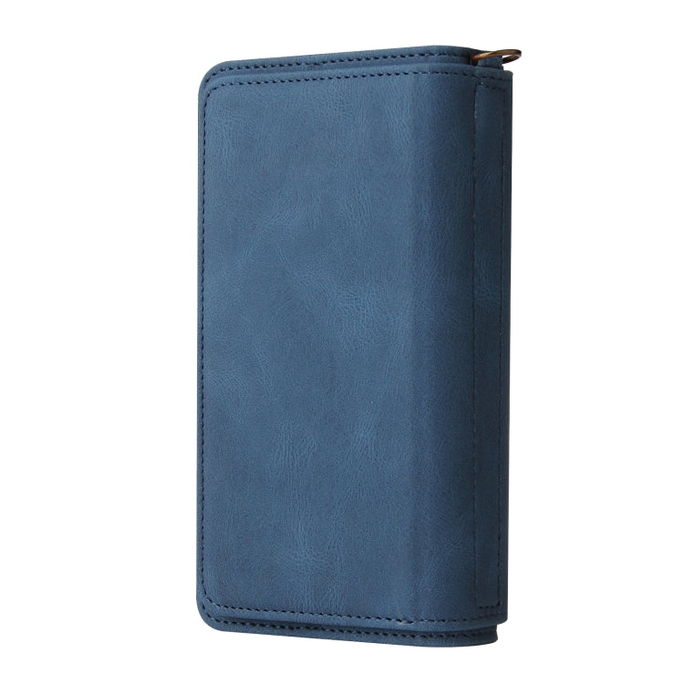 For iPhone SE 2022 / SE 2020 / 8 / 7 Skin Feel PU + TPU Horizontal Flip Leather Case with Holder & 15 Cards Slot & Wallet & Zipper Pocket & Lanyard(Blue) - iPhone SE 2022 / 2020 / 8 / 7 Cases by buy2fix | Online Shopping UK | buy2fix