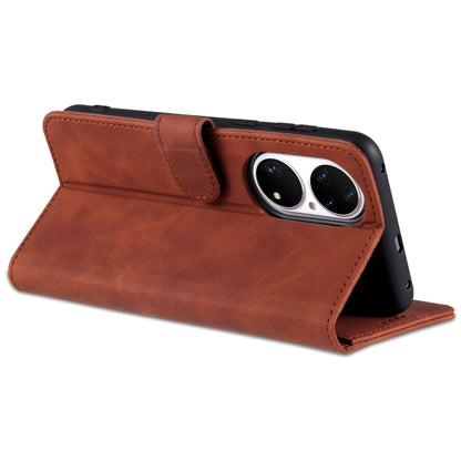 For Huawei P50 AZNS Skin Feel Calf Texture Horizontal Flip Leather Case with Card Slots & Holder & Wallet(Brown) - Huawei Cases by AZNS | Online Shopping UK | buy2fix