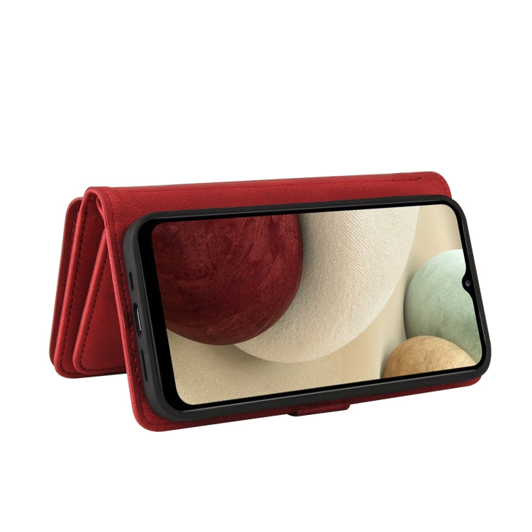 For Samsung Galaxy A12 5G Skin Feel PU + TPU Horizontal Flip Leather Case with Holder & 15 Cards Slot & Wallet & Zipper Pocket & Lanyard(Red) by buy2fix