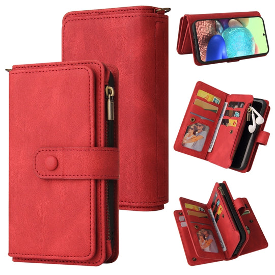 For Samsung Galaxy A71 4G Skin Feel PU + TPU Horizontal Flip Leather Case with Holder & 15 Cards Slot & Wallet & Zipper Pocket & Lanyard(Red)